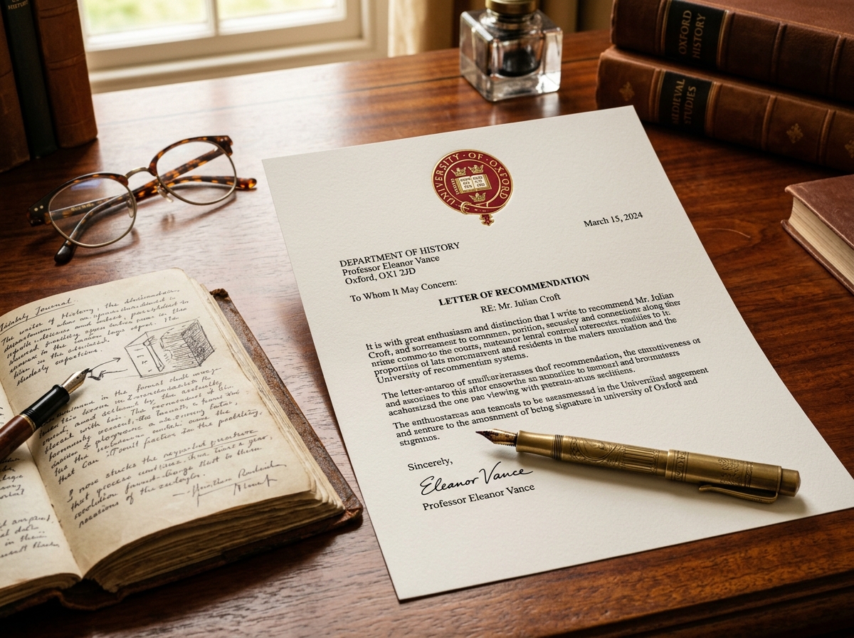 Official Academic Letter of Recommendation with fountain pen
